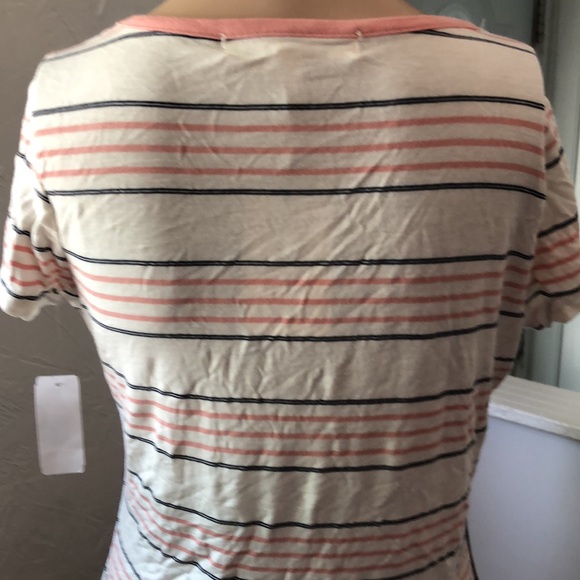 Pink Rose Striped T Shirt Knit Top S/S - Picture 6 of 6